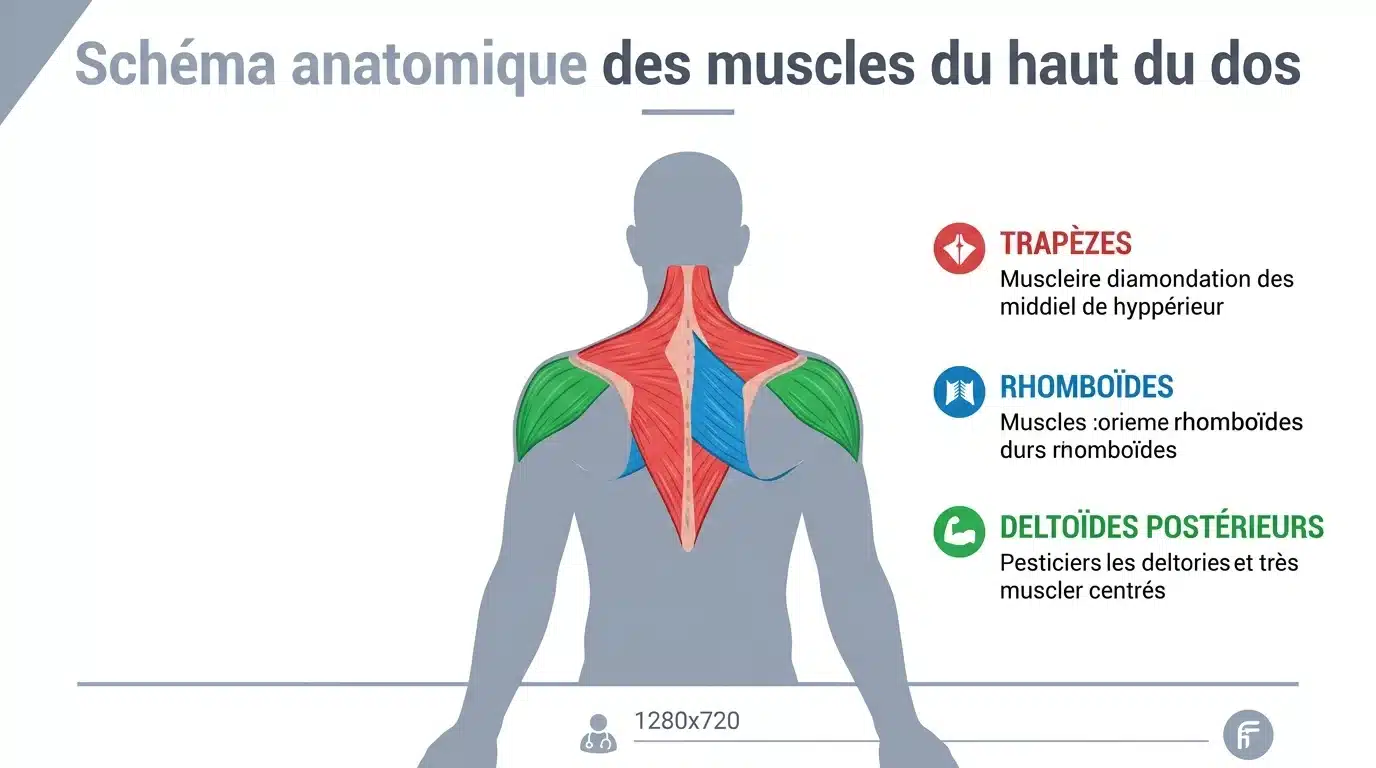 Schéma anatomique des muscles du haut du dos